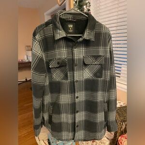 Men's Black and Gray Plaid Jacket, size L, like new condition
